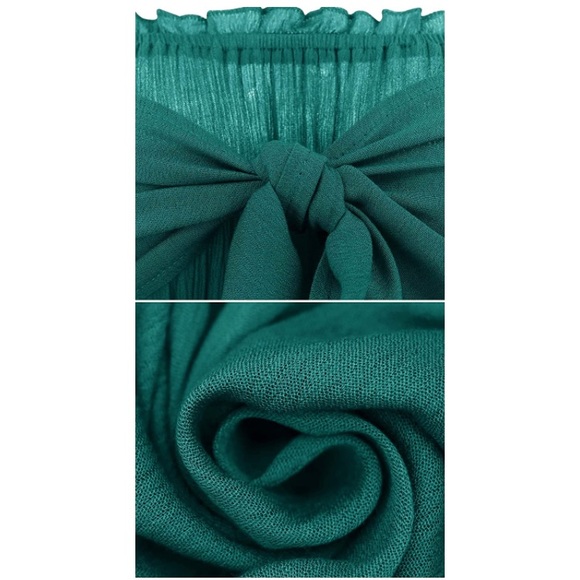 ✨NEW LISTING✨ Women's Green Boho Beach Sleeveless Tie Front Mini Tube Top Dress - Picture 5 of 6